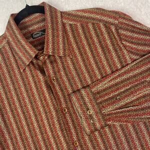 VTG Jhane Barnes Frequency Mens L Cotton Geometric Long Sleeve Button Up Shirt